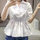 Lace Panel V-neck Short-sleeve Blouse