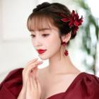 Flower Fabric Wedding Hair Clip Red - One Size