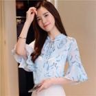 Flared Sleeve Floral Blouse