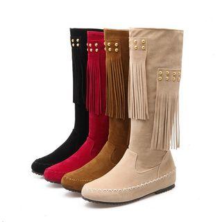 Fringed Studded Tall Boots