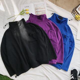 Pocketed Turtleneck Pullover