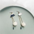 Non-matching Alloy Mountain & Cloud Bobble Fringed Earring