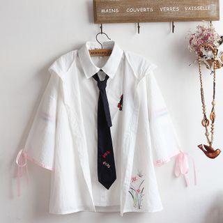 Elbow-sleeve Zip Hoodie / Shirt / Set