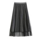 Plain Bright Silk Pleated Midi Skirt