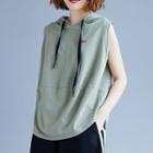 Hooded Sleeveless T-shirt Green - One Size