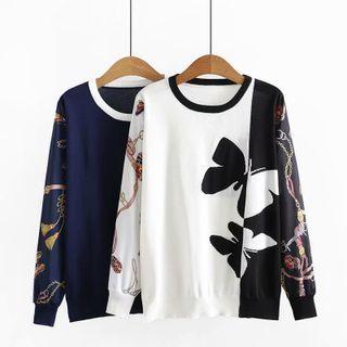 Butterfly Print Knit Top