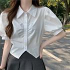 Puff Sleeve Crop Shirt White - One Size