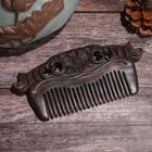 Flower Engraved Wooden Hair Comb Dark Brown - One Size