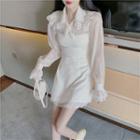 Lace Long-sleeve Shirt / Plain Sleeveless Dress