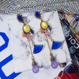 Flower Drop Statement Earring 1 Pair - Silver Stud - As Shown In Figure - One Size