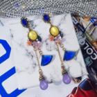 Flower Drop Statement Earring 1 Pair - Silver Stud - As Shown In Figure - One Size