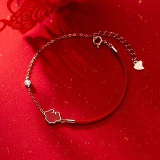Rhinestone Bracelet Red - One Size