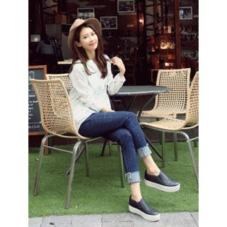 Band-waist Cuffed-hem Jeans