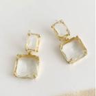 Faux Crystal Dangle Earring 1 Pair - Gold & Transparent - One Size