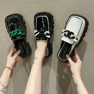 Square-toe Platform Loafer Mules
