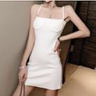 Sleeveless Plain Knit Dress White - One Size