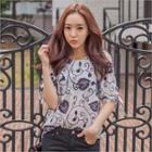 Embroidered Elbow-sleeve Top