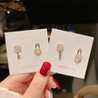 Non-matching Rhinestone Lock & Key Earring 1 Pair - Gold - One Size