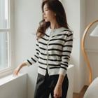 Notch-neck Stripe Cardigan