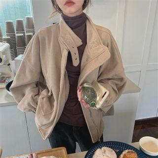 Buckled-collar Drawstring Cargo Jacket
