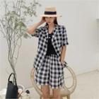 Blazer & Shorts Checked Summer Suit Set
