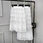 Embroidered A-line Lace Skirt
