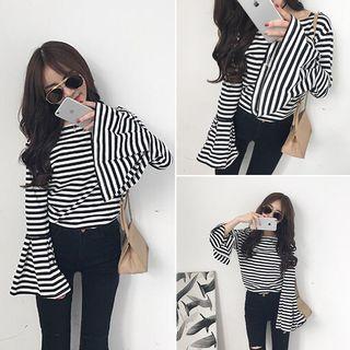 Bell Sleeve Striped T-shirt