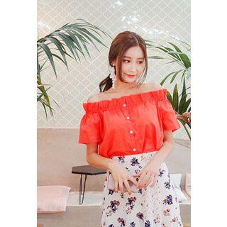 Off-shoulder Buttoned Blouse