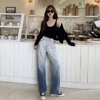 Tank Top / Ombre Wide Leg Jeans / Cardigan