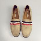 Faux-leather Striped Trim Flats