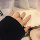 Set Of 2 : Heart Alloy Ring + Faux Pearl Alloy Ring Set Of 2 - Love Heart - Multicolor - White & Blue & Red - One Size