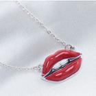 925 Sterling Silver Lips Pendant Necklace S925 Silver - One Size