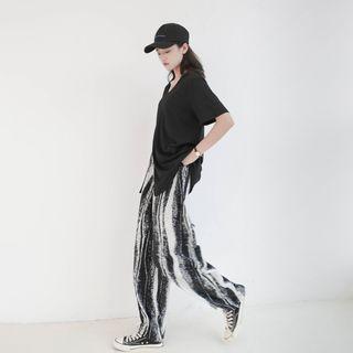 High-waist Two Tone Striped Straight-cut Pants As Shown In Figure - One Size