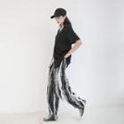 High-waist Two Tone Striped Straight-cut Pants As Shown In Figure - One Size