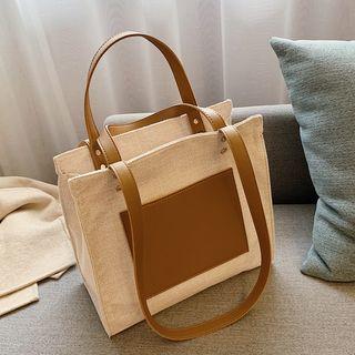 Paneled Canvas Tote Bag