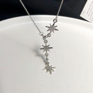 Rhinestone Star Necklace 1 Pc - Necklace - Silver - One Size