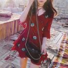 Bell Elbow-sleeve Floral Print Minidress