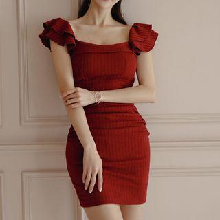 Ruffle Trim Mini Sheath Dress