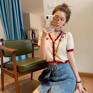 Embroider Floral Knit Top
