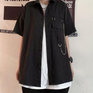 Couple Matching Short-sleeve Pocket Detail Shirt