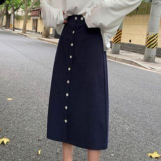 High-waist Buttoned Midi Skirt