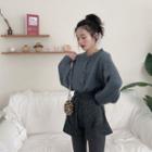 Long Sleeve Knit Cardigan / Knit Shorts