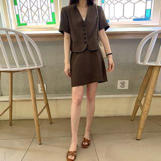 Band-waist Setup Miniskirt