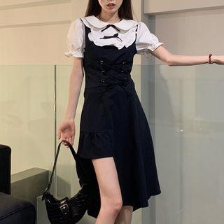 Mock Two-piece Irregular Midi A-line Dress