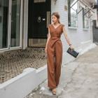 V-neck Sleeveless Tie-waist Jumpsuit