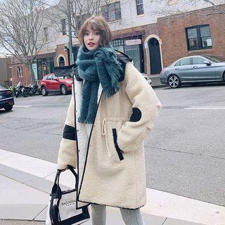 Contrast Trim Fleece Hooded Jacket