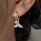 Sterling Silver Faux Pearl Fish Tail Drop Earring / Clip-on Earring