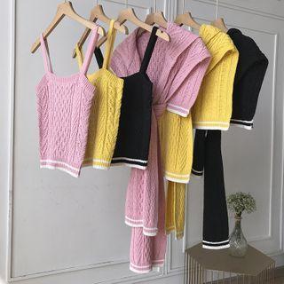 Set: Spaghetti Strap Knit Top + Scarf