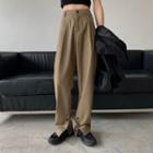High-waist Slit Straight-cut Dress Pants