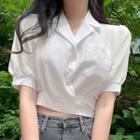 Short-sleeve Lapel Single-breasted Cropped Shirt